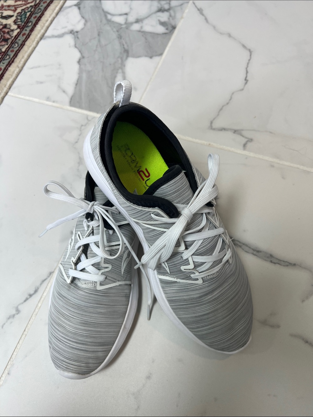 Saucony Gray and BlackWomens Athletic Sneakers with Neon Green Insole